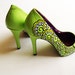 Hand painted heels - Lemon and Lime Twist green court shoes- UK 6/ US 8.5/ EU 39 - Kezbirdie