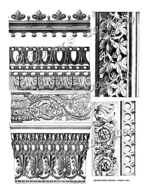 Gothic ARCHITECTURAL molding frame border collage sheet