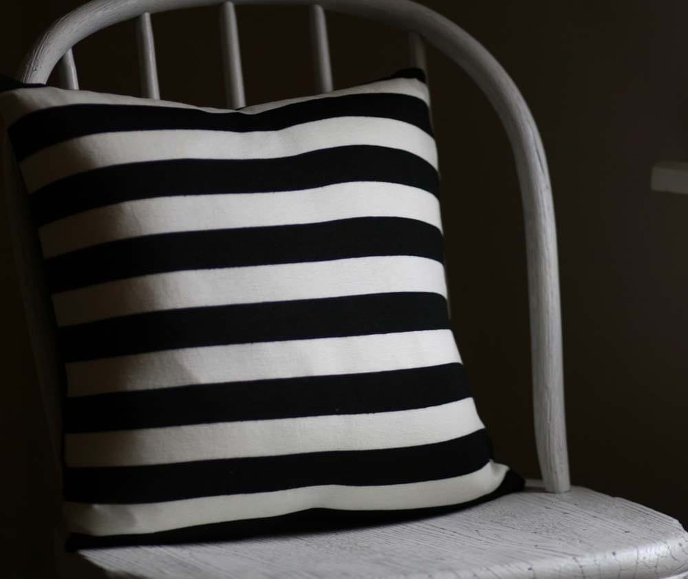 pillow cover 16x16 Pillow by Cream on Cover and Wide Stripe Hettle Etsy Black