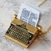 Typewriter Necklace - Gold plated Brass Miniature Vintage Type Writer (R2A1)
