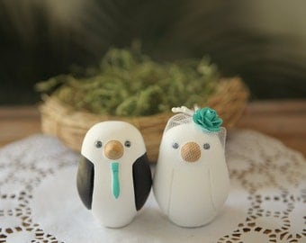 Custom Wedding Cake Topper - Small Hand Painted Love Birds