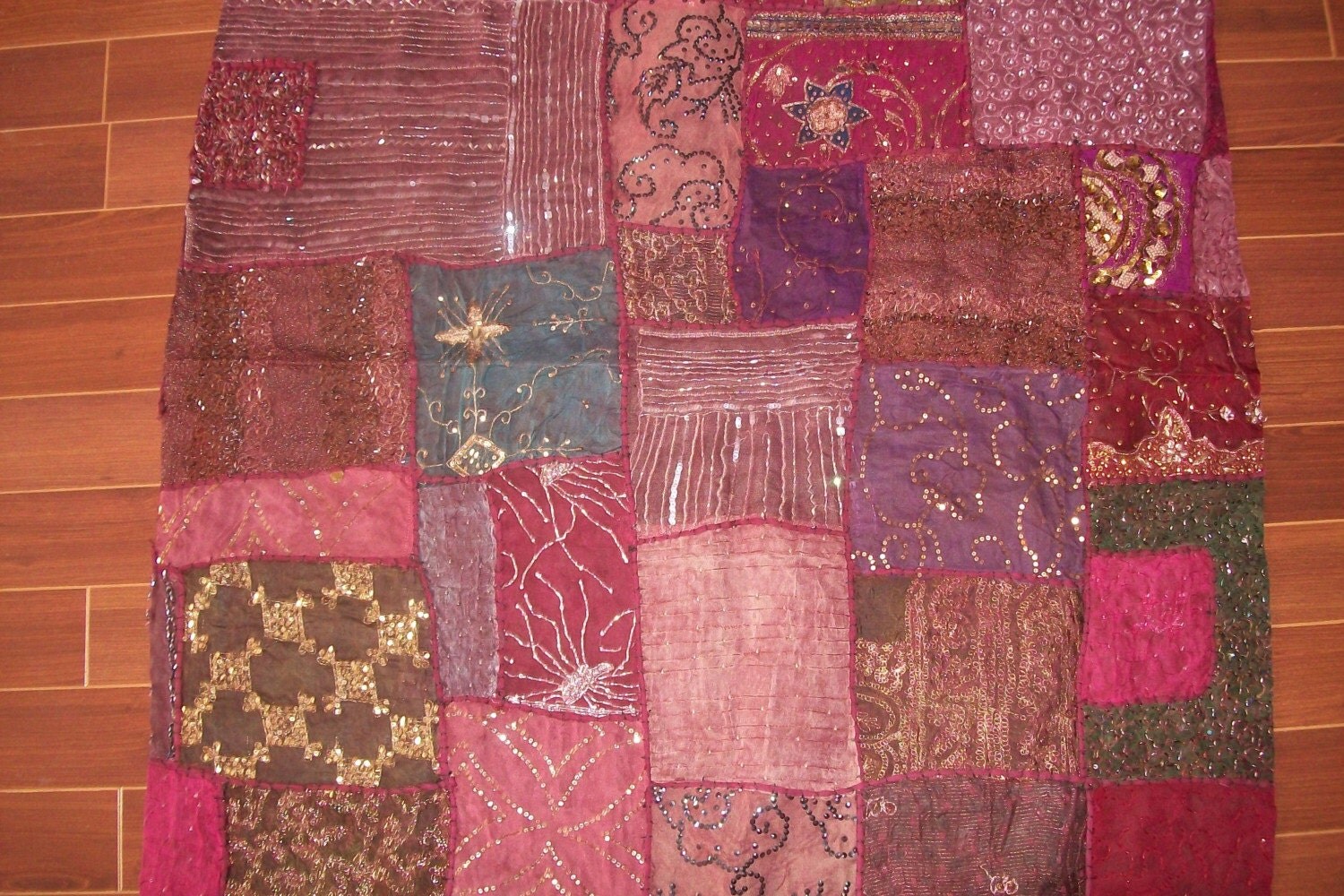 Sale Indian Embroidered Beaded Tapestry Fabric 1