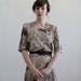 Vintage 40s Dress . City Scene . Slinky 1940s Gown . Bling . Flair Skirt