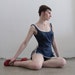 Vintage 60s Swimsuit . 1960s Bathing Suit . Navy Blue . White Bow Ties . Natuical . Bombshell