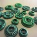 Vintage Buttons - Lot of 18 very sweet dark green vintage mix