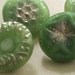 Vintage Buttons - Czech beautiful green vaseline glass and silver hand painted mix of 4 - (lot 500)