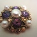 Vintage Buttons - beautiful lot of 1 large pearl, amethyst, rhinestone embellished, estate sale button (lot1629)