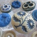 Vintage Buttons - Cottage chic mix of corn flower blue and off white, old and sweet - 12 total (1214)