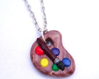 Art Palette Necklace Polymer Clay, Artist Gift, Artist