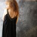 Vintage 70s 80s Hippie India Little Black Party Dress Gauzy with Metallic Threads
