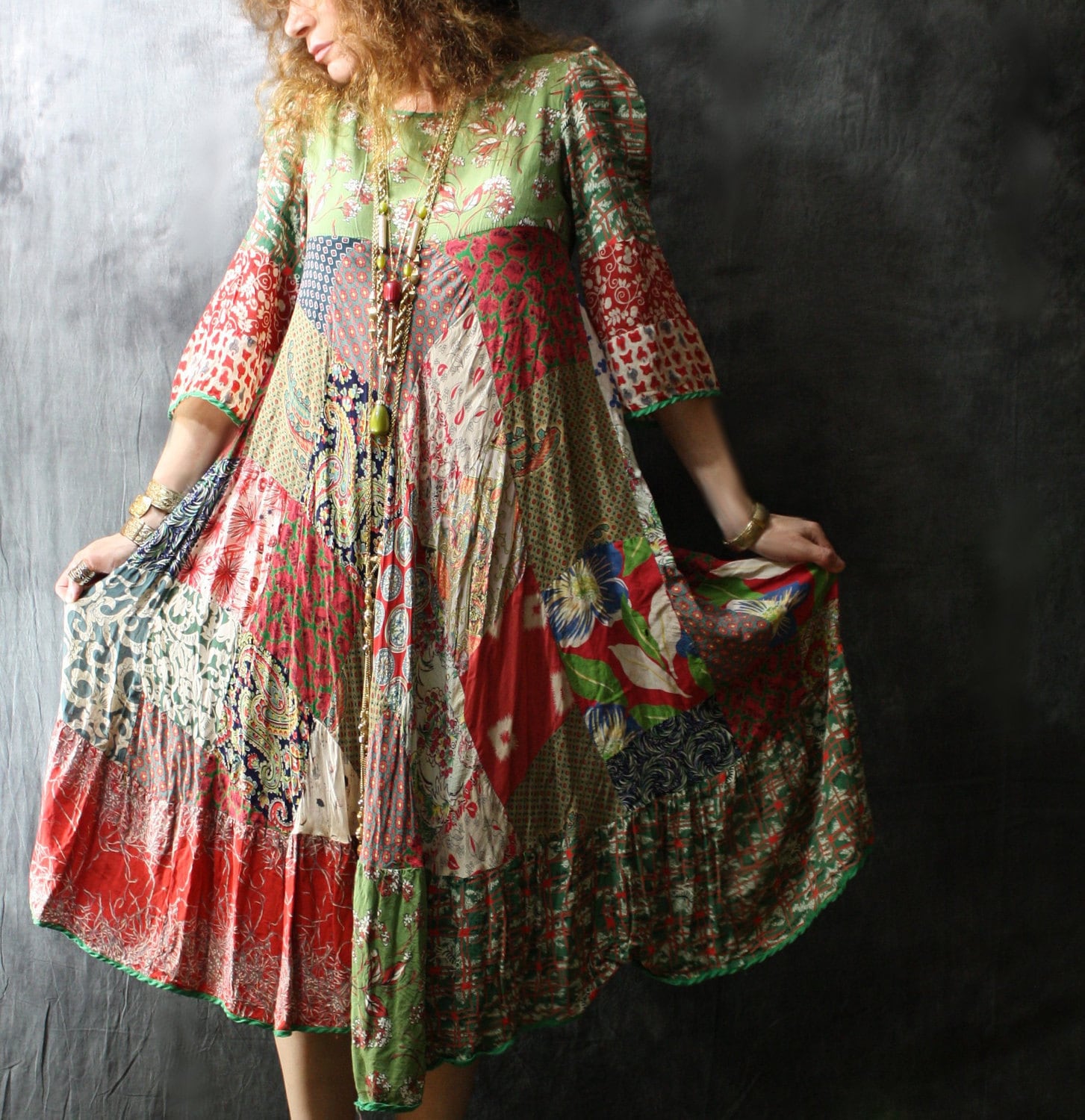 Reserved for bewernick Vintage 60s 70s Hippie Gypsy Bohemian Gypsy Boho Dress