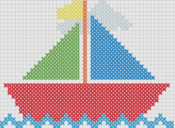 Items similar to Sail Boat Counted Cross Stitch Pattern PDF on Etsy