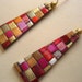 Modern Multi Colored Quilt Mosaic Earrings in pinks, oranges, and reds