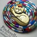 Cat on a Braided Rug Braiding pin in bright colors brooch