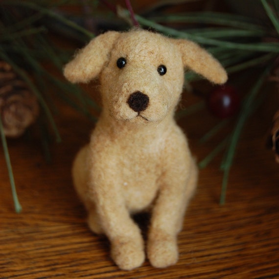 Needle Felted Dog Puppy Yellow Lab by BearCreekDesign on Etsy