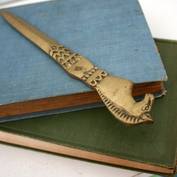 vintage Brass Roman Horse Letter Opener by littleveggievintage