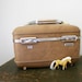 vintage 70s Caramel Brown American Tourister Train Case