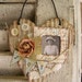Vintage Altered Art Collage Vintage Mixed Media Cottage Style Heart Wall Hanging Antique Paper Heart