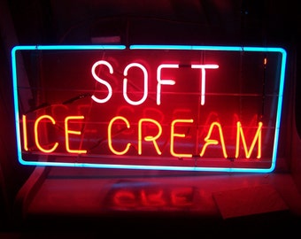 Vintage Neon Sign - Soft Ice Cream - Soda Fountain.