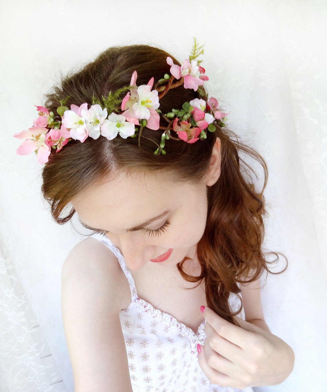 floral crown rustic wedding flower crown woodland bridal