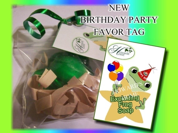 EXPLODING Frog Soaps by Howard's Home(tm) party favors set of 5 - individual with Birthday tags Il_570xn