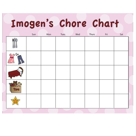 Custom picture printable chore chart by mogencreative on Etsy