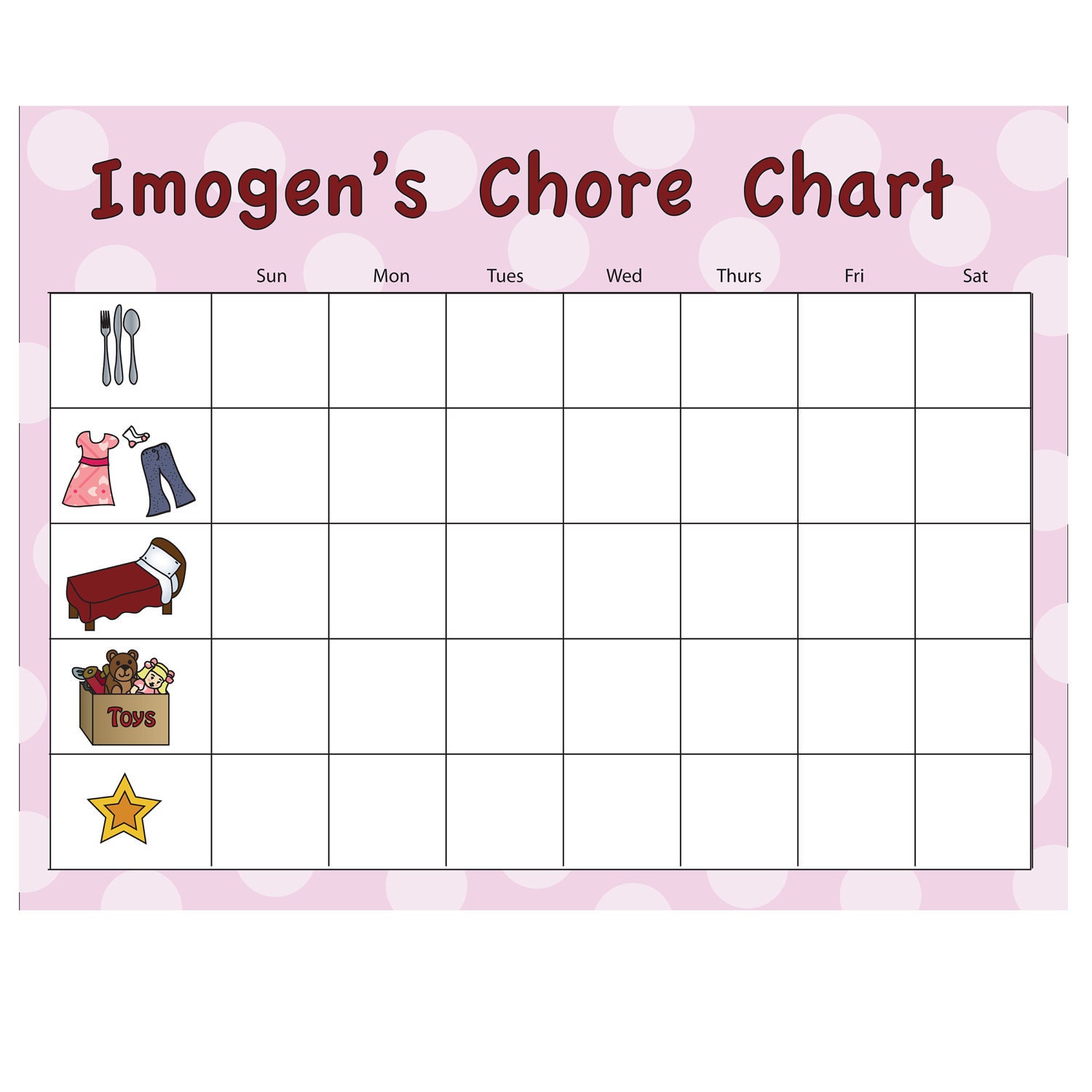 Customizable Chore Chart Printable