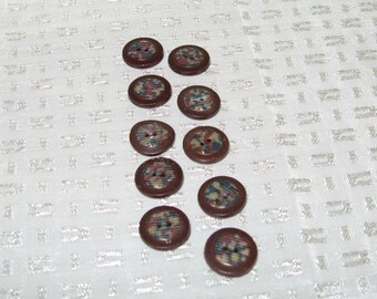 Ten Vintage Brown Speckled Buttons