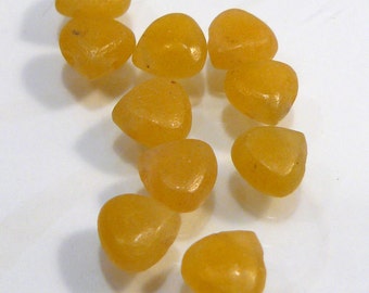 10 BEADS..Honey Yellow Jade Smooth Teardrop Briolette Gemstone BEADS....6x6mm....BB