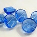 6 BEADS...Sapphire Blue Geometric Coin Quartz Glass BEADS...15mm
