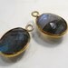2 Bead....Blue Flash Labradorite Gold Vermeil Bezel Set Earring Charms 19x11mm...BB