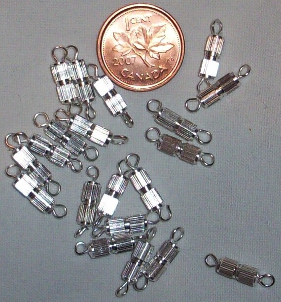 20 Silver tone Twist Barrel Necklace clasps