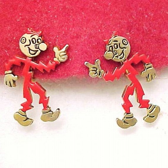 Vintage Collectible Reddy Kilowatt Earrings Electric by merelle