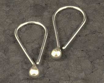 Sterling Silver Hoop Earrings / Argentium Silver Hoops / Solid Silver Drop Earrings / Tear Drop Earrings / Simple Modern Minimalist