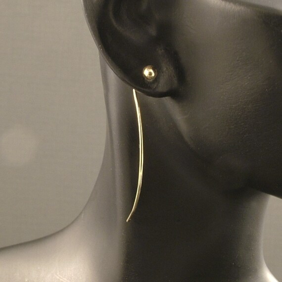 10K Solid Gold Post Earrings with Extended Tail / Gold Goddess