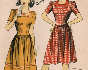 1940s Du Barry 5598 FF Vintage Sewing Pattern Teen's Dress Size 10 Bust 28