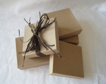 10 Kraft Boxes, Jewelry Gift Boxes, Wedding Favor Boxes, Bridesmaid Gift Box, Cotton Filled 3.5x3.5x1