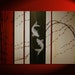 Large Koi Fish Painting Deep Rich Red Cream and Black Chinese Zen Style Original Art Bamboo Cherry Blossoms Custom 45x30