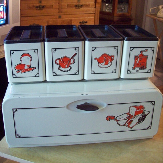 Ekco Canister and Bread Box Set Retro Kitchen