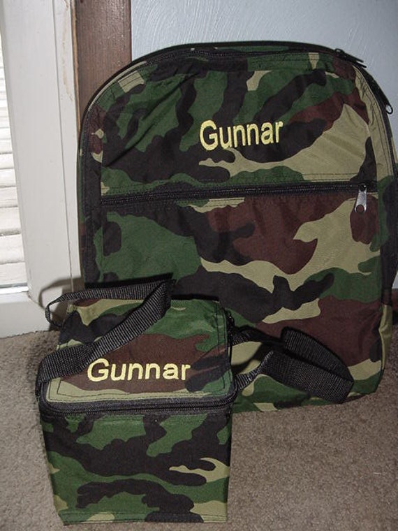 Camo Camouflage Medium Backpack Bookbag Lunch Box set Daycare