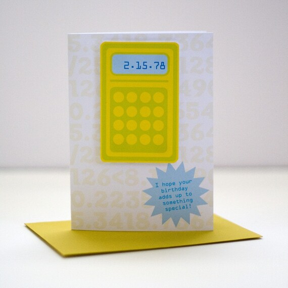 Items similar to Personalized Calculator Birthday Card on Etsy