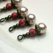 Vintage Style Pearl and Coral Colored Bead Dangle Charm Drop Set - 6 Piece