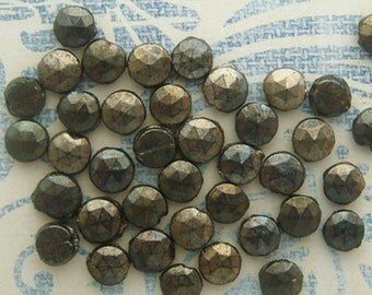 20 Vintage Glass Sew-ons Nailheads - Hematite