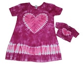 Matching Girl and Doll Magenta with a Hot Pink Short Sleeve TIe Dye Dress Set- Fits 15 to 18 Inch Dolls