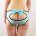 Pale blue spandex panties with bow and cheeky peep hole lingerie