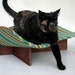 Retro Modern Pet Bed in Turquoise Fuzzy Stripe