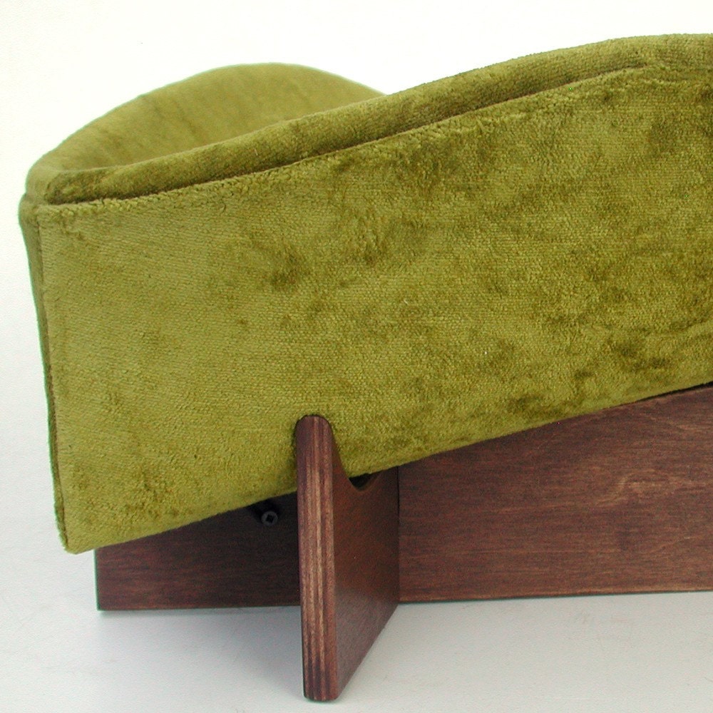 Retro Modern Pet Bed in Avocado Chartreuse Velvet