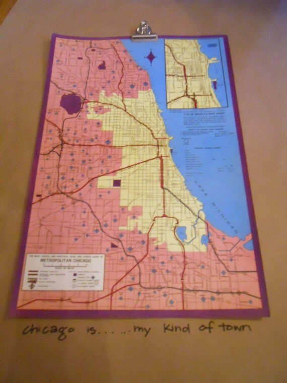 vintage chicago map c. 1960s