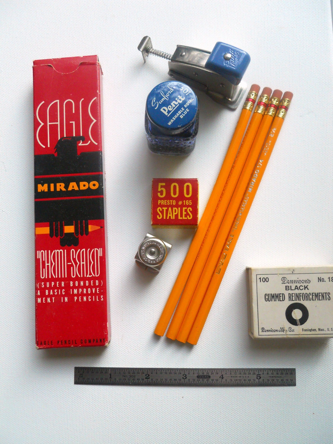 vintage desk or school supplies