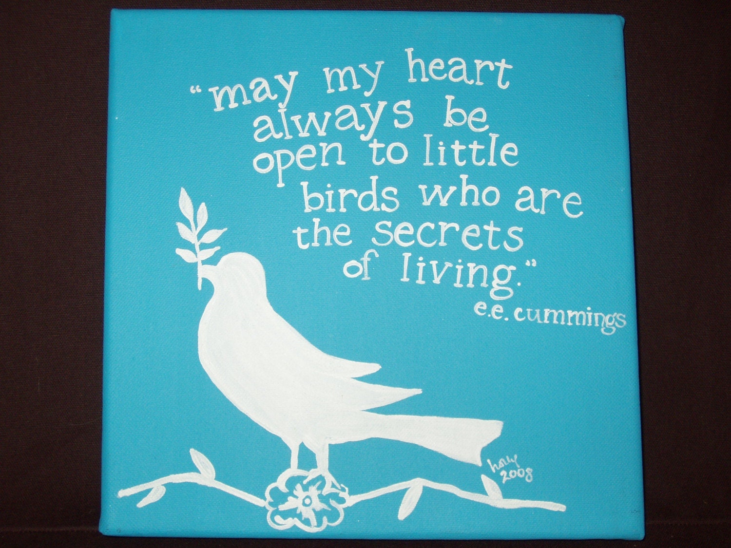 little bird ee cummings quote handpainted by livingstonandporter
